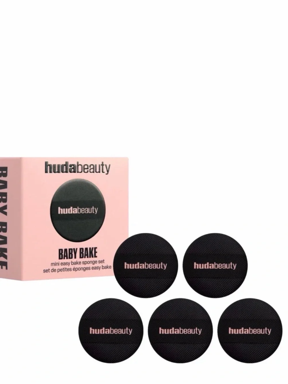 HUDA BEAUTY Baby Bake Mini Sponge Set - Black with Pink Logo